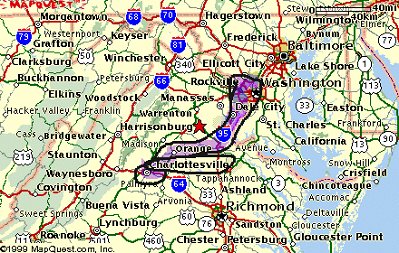 Route from DC Metropolitan area to Charlottesville, Va